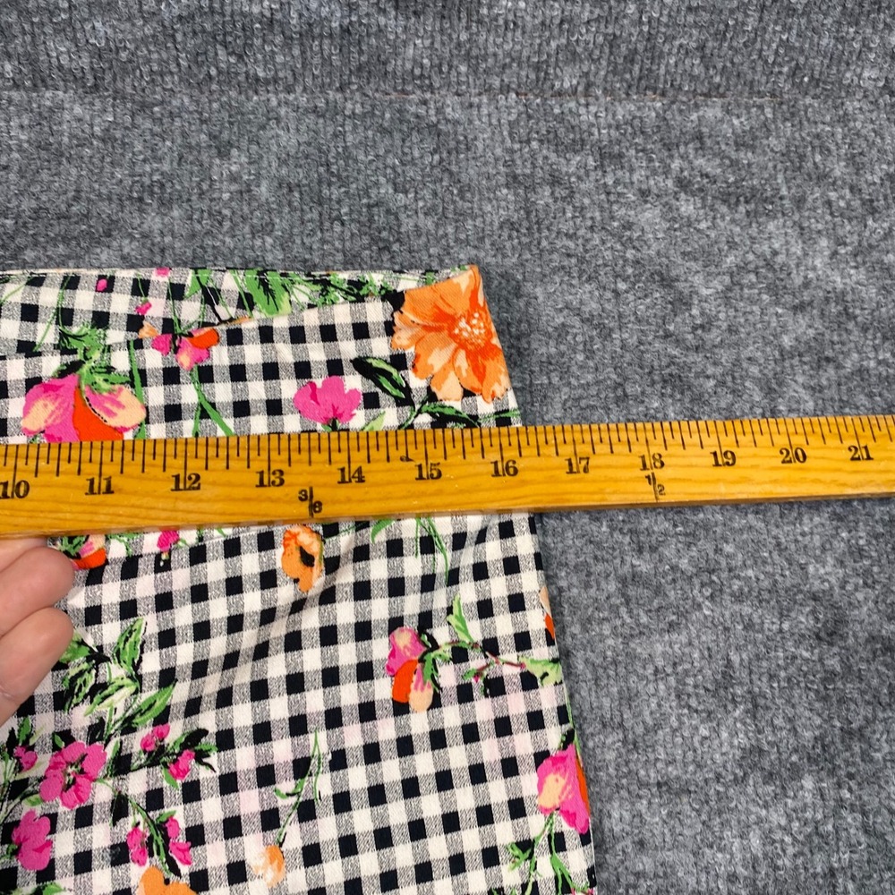 Jules & Leopold Womens Gingham Floral Cropped Pants Black White Picnic Size M - Picture 3 of 8
